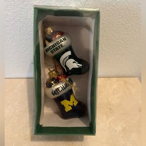 2 Michigan State Christmas ornaments.